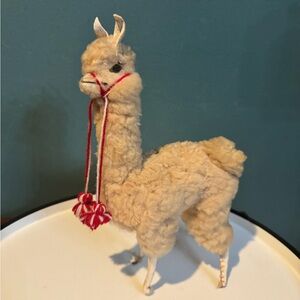 Handcrafted Cream Alpaca 🦙 Llama Figurine - made with alpaca wool, 10” tall